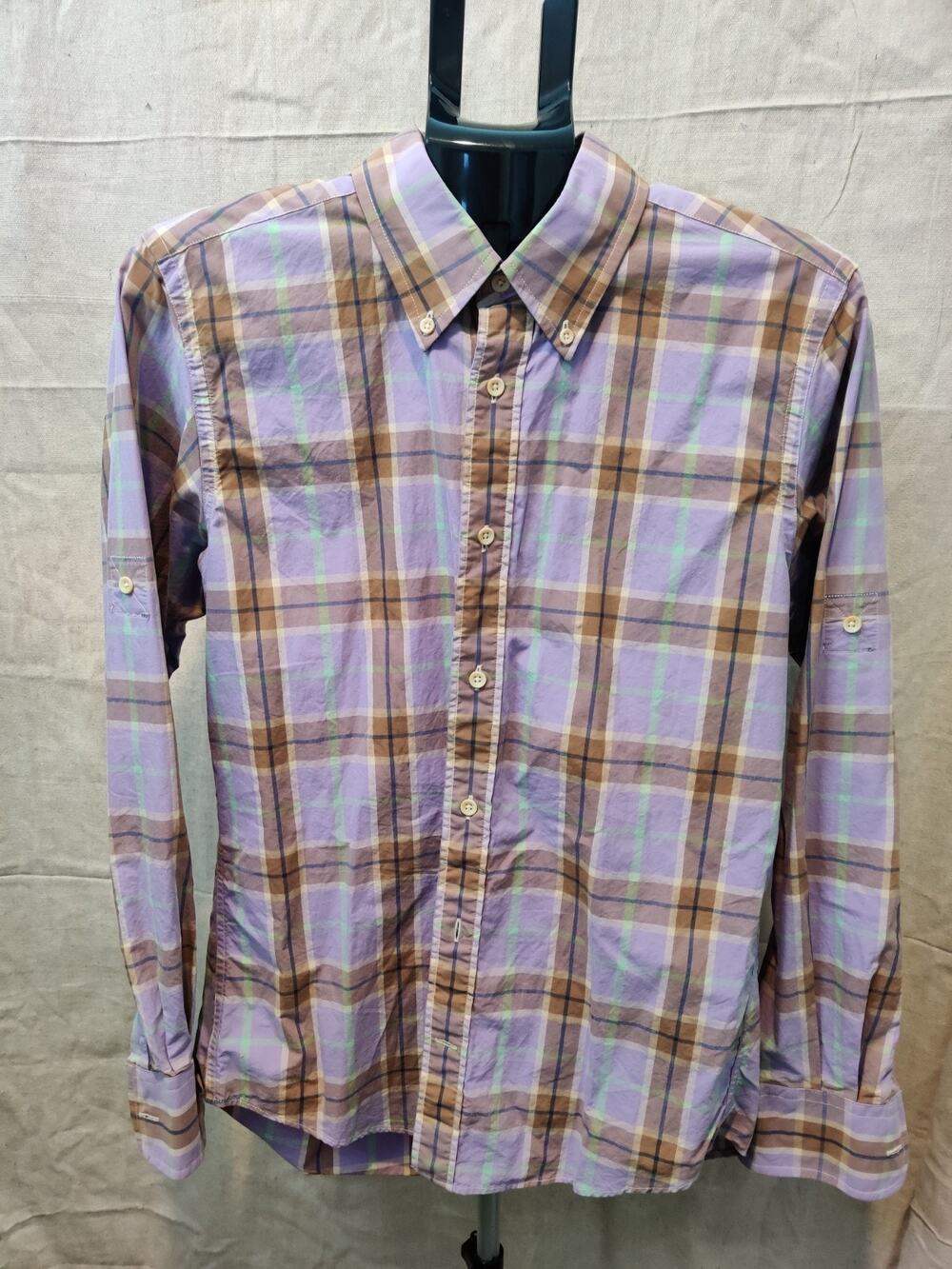 Vintage Tommy Hilfiger Shirt Men's Small Slim Fit Button Up Long Sleeve Plaid
